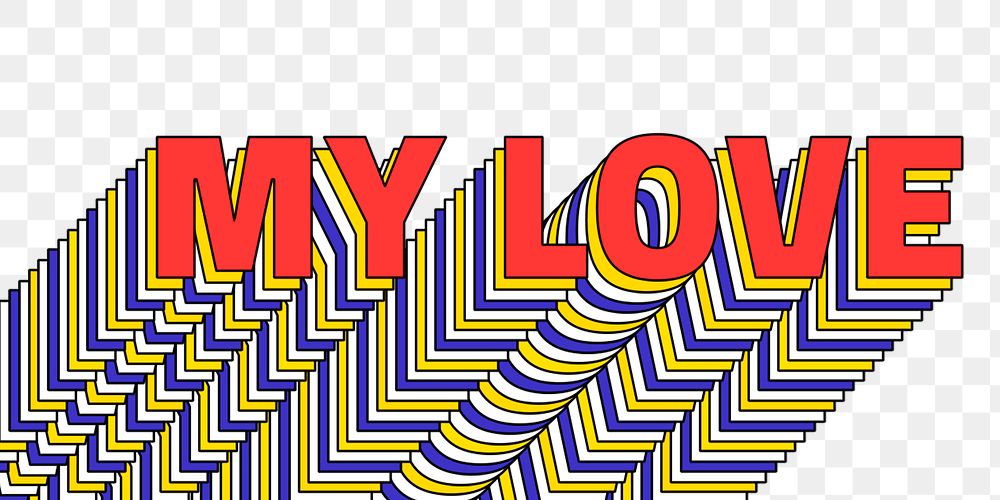 MY LOVE layered png retro typography