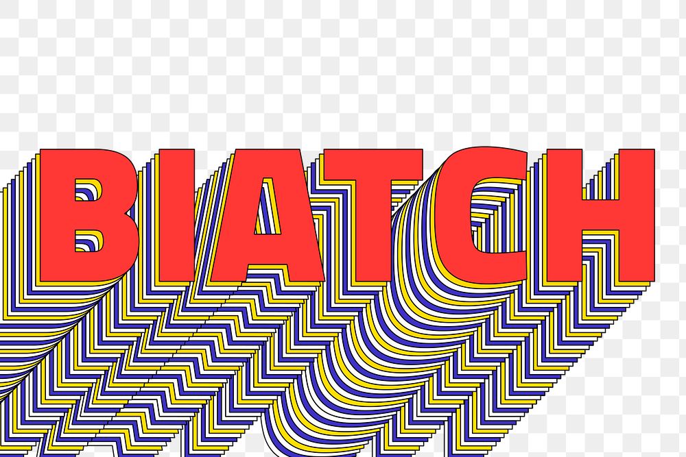 BIATCH layered png retro typography