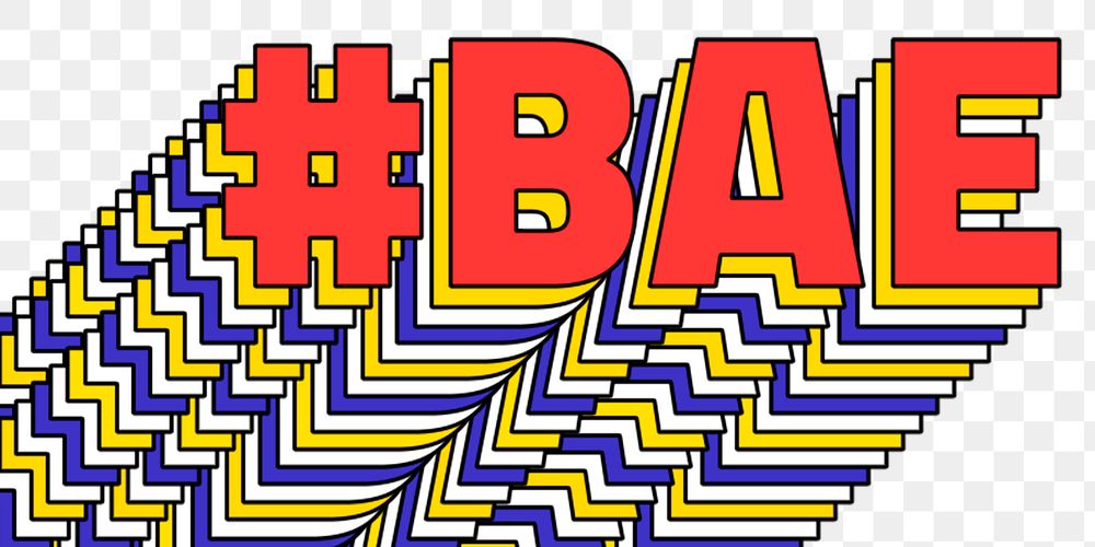 #BAE layered png retro typography