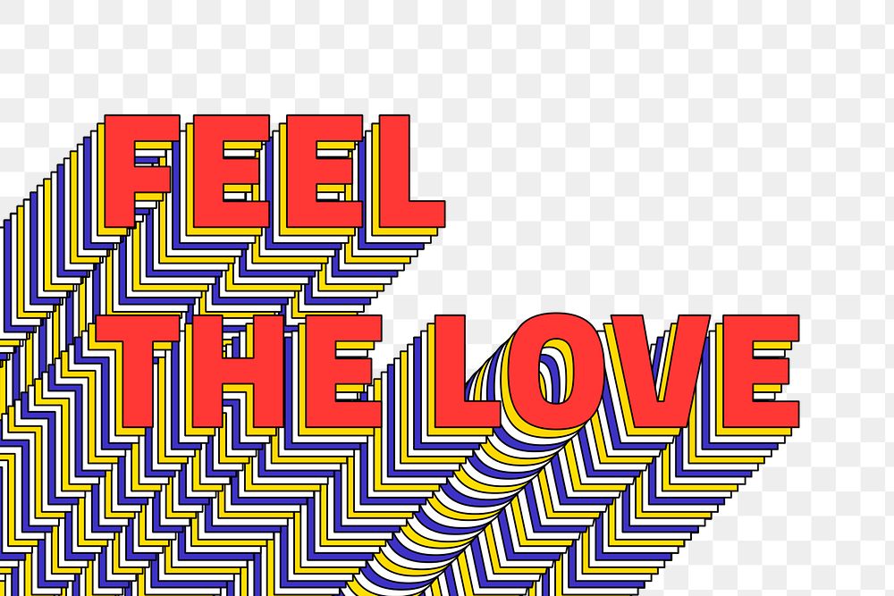 FEE THE LOVE layered png retro typography