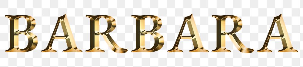 Barbara typography in gold effect design element 