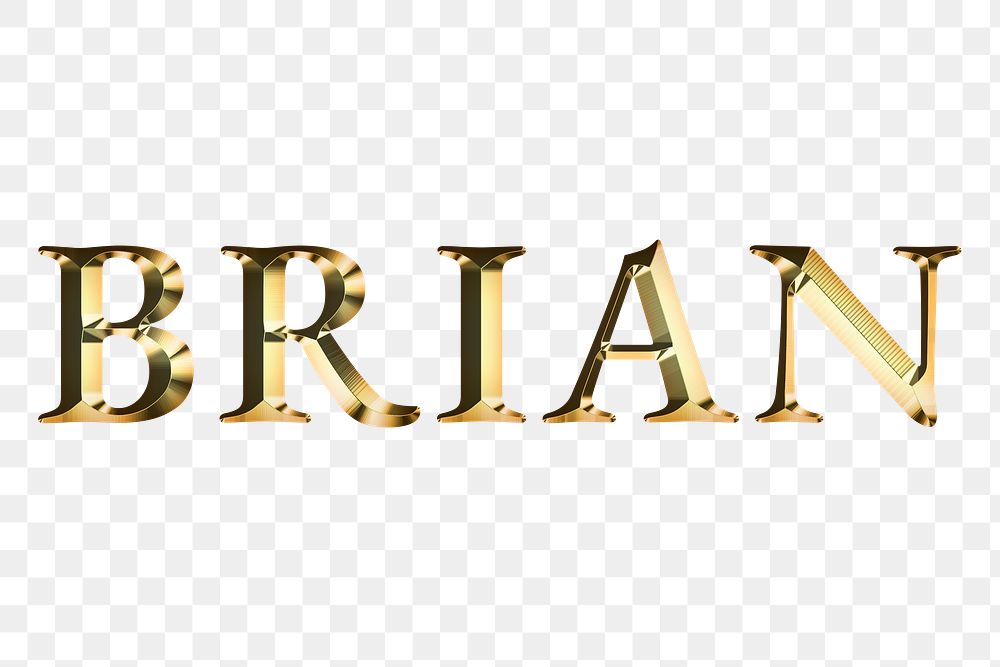 Brian typography in gold effect design element 