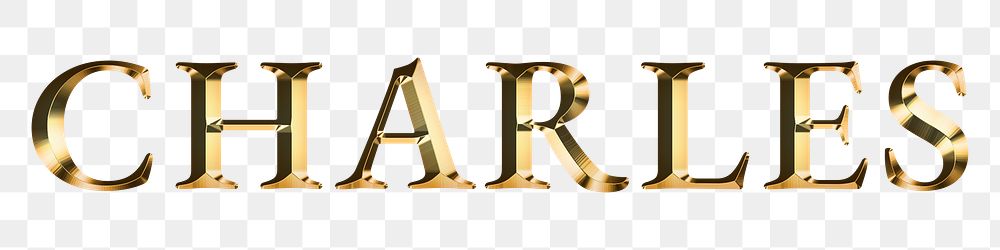 Charles typography in gold effect design element 