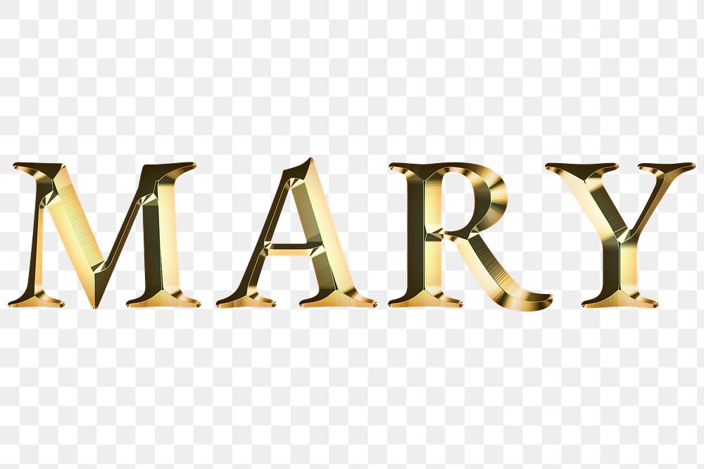 Mary typography in gold effect design element 