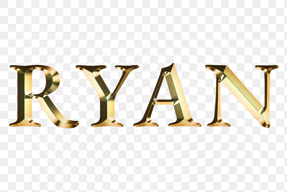 Ryan typography in gold effect design element