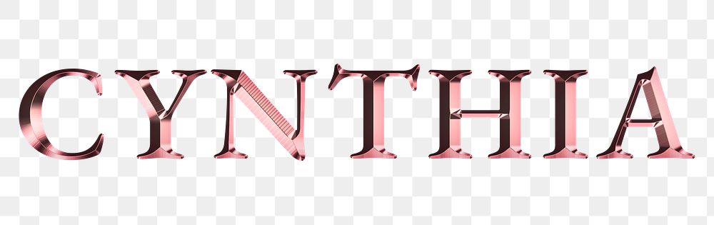 Cynthia typography in rose gold design element