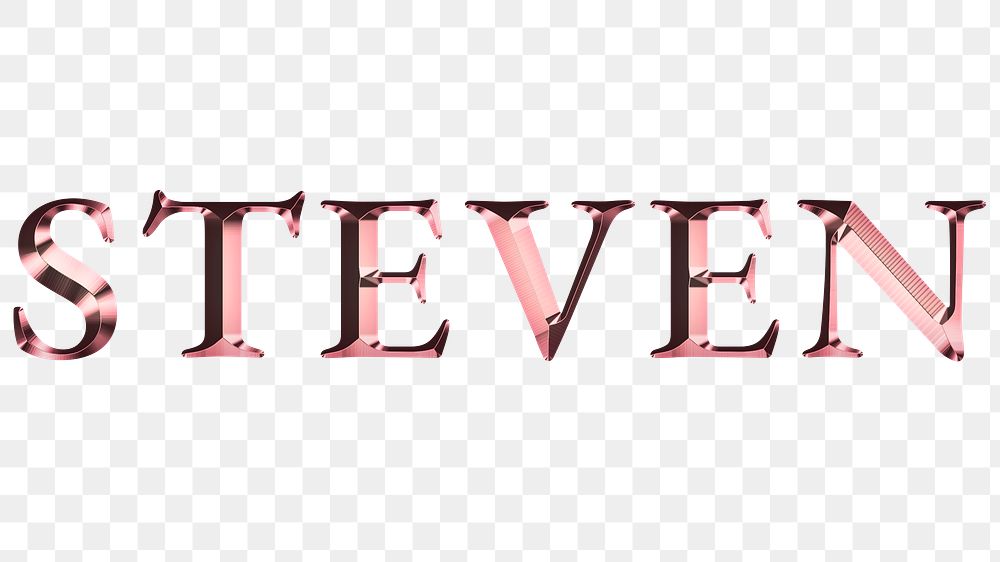 Steven typography in metallic rose gold design element