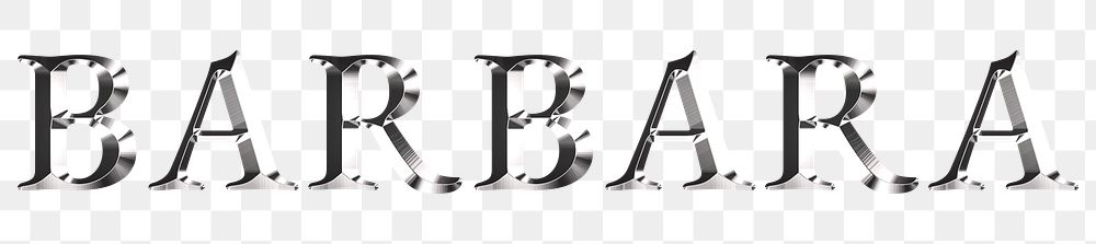 Barbara typography in silver metallic effect design element 