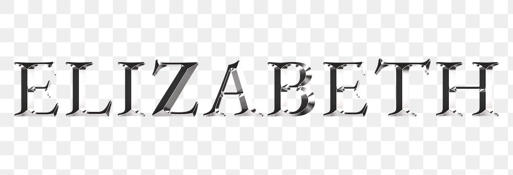 Elizabeth typography in silver metallic effect design element 