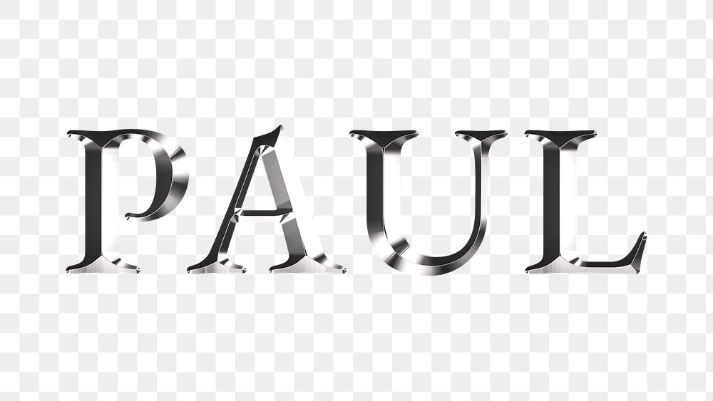 Paul typography in silver metallic effect design element