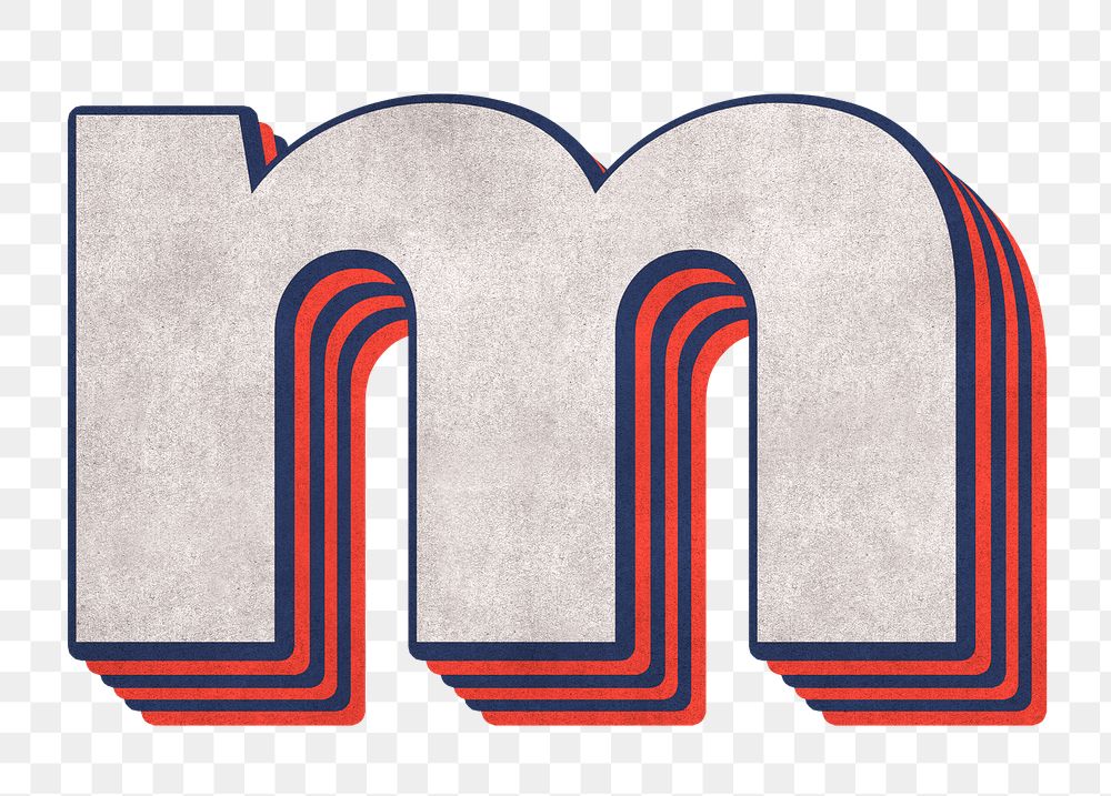 Letter m png layered effect alphabet text