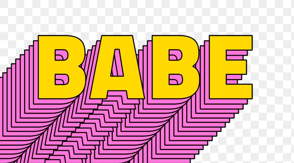 Babe layered message text typography png retro word