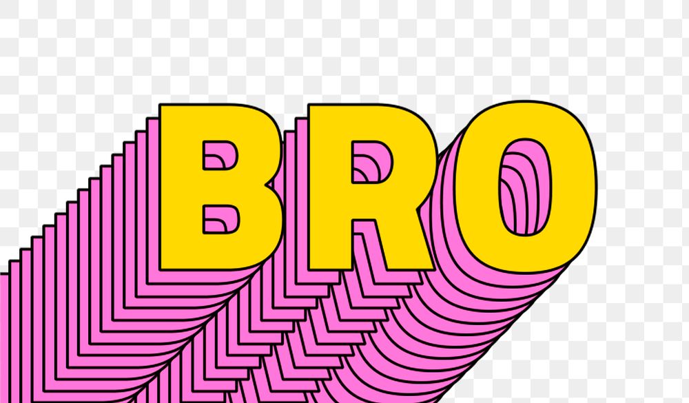 Bro layered png word retro typography