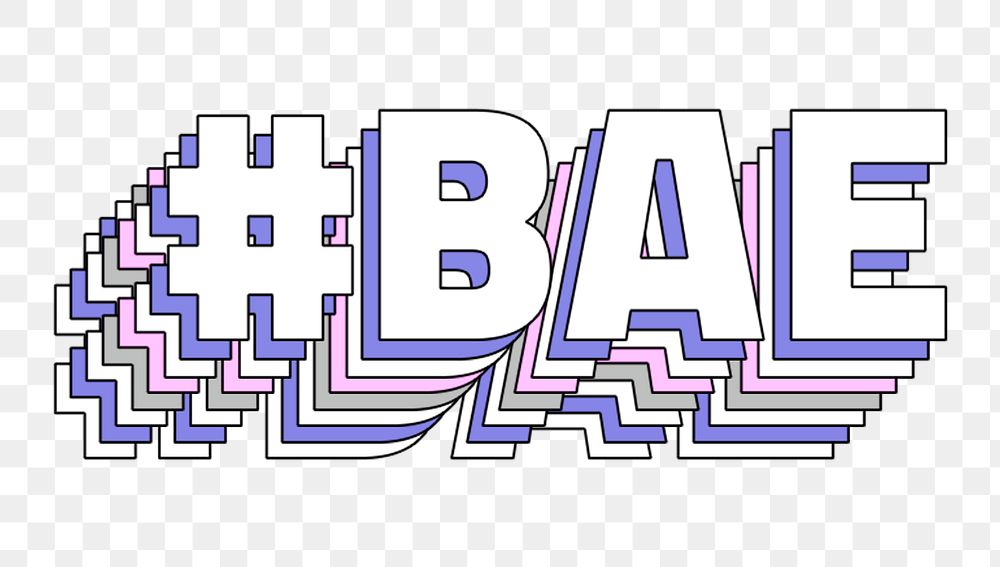 Png Hashtag bae layered typography retro word