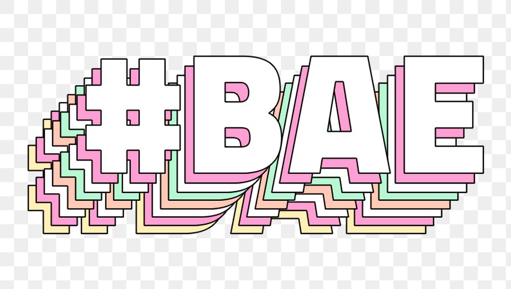 Hashtag bae layered word png typography retro