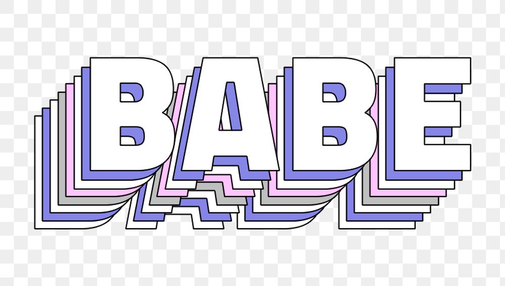 Png Babe layered text typography retro word