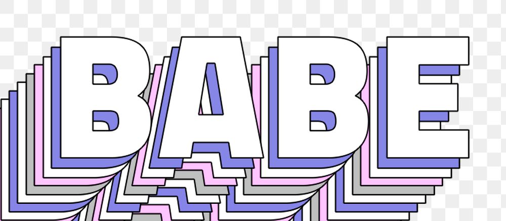 Babe layered word png typography