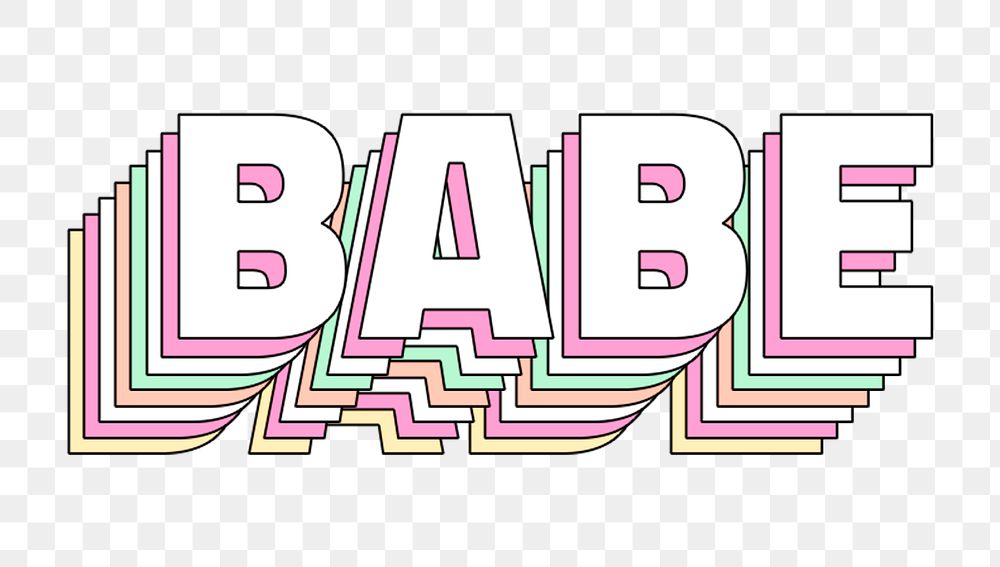 Babe layered message png typography retro word