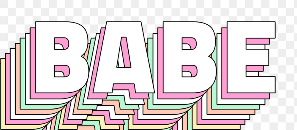 Babe layered text png typography retro word