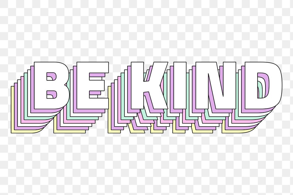 Be kind layered png typography retro word