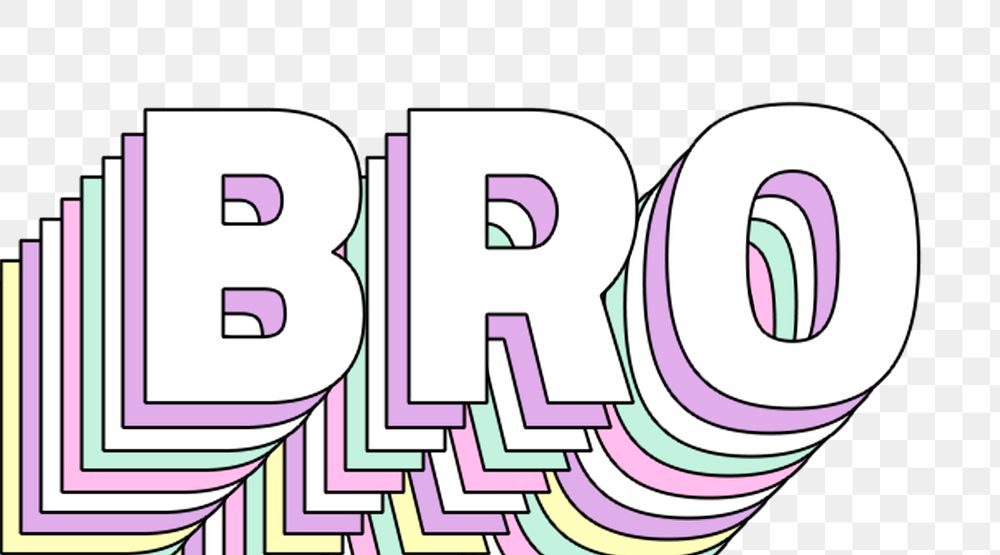 Bro layered word png typography
