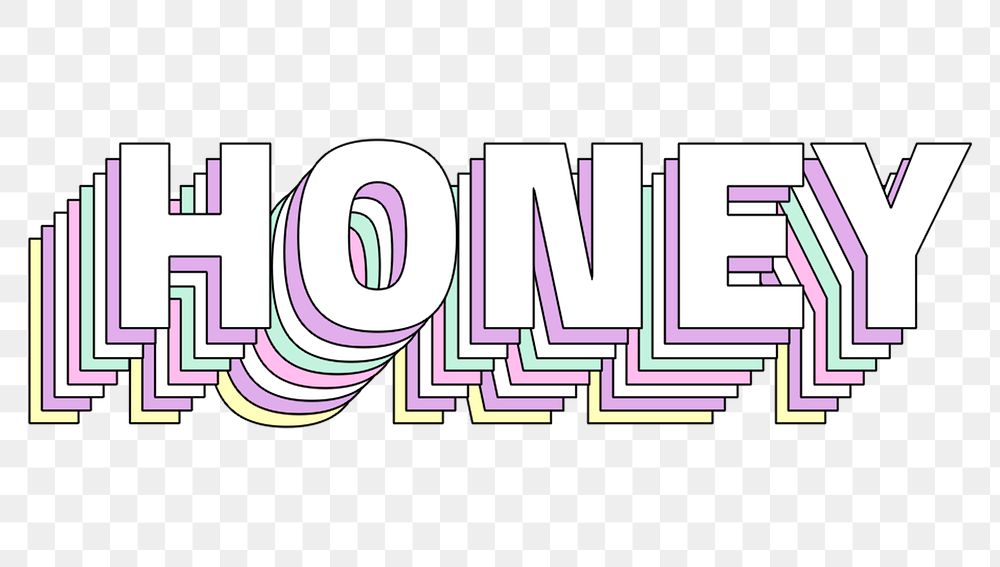 Honey layered message typography png retro word