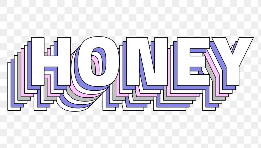 Png Honey layered typography retro word