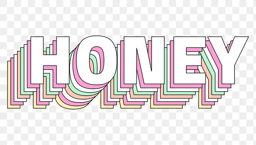 Honey layered typography png retro word
