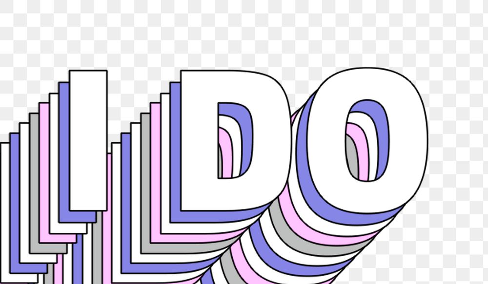 I do layered text png typography retro word