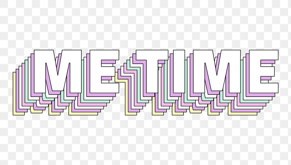 Me time layered png typography retro word
