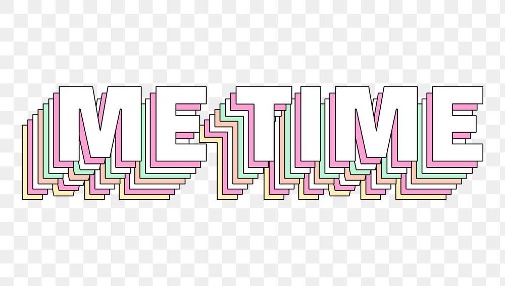 Png Me time layered text typography retro word