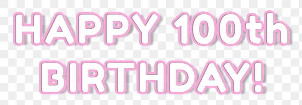Png 80&rsquo;s lettering happy 100th birthday! bold outline neon word art