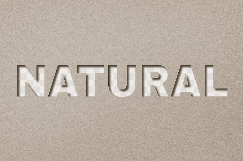 Paper cut natural word png typography