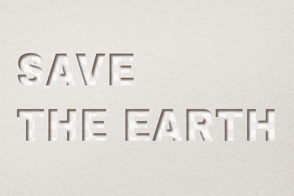 Save the earth text png paper cut typography