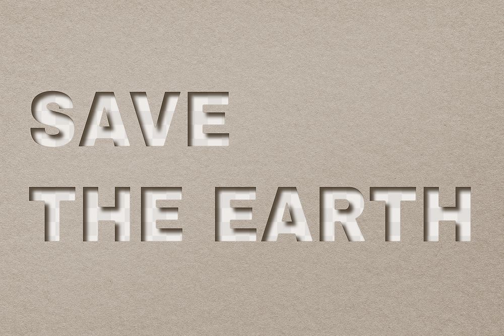 Save the earth text png paper cut typography