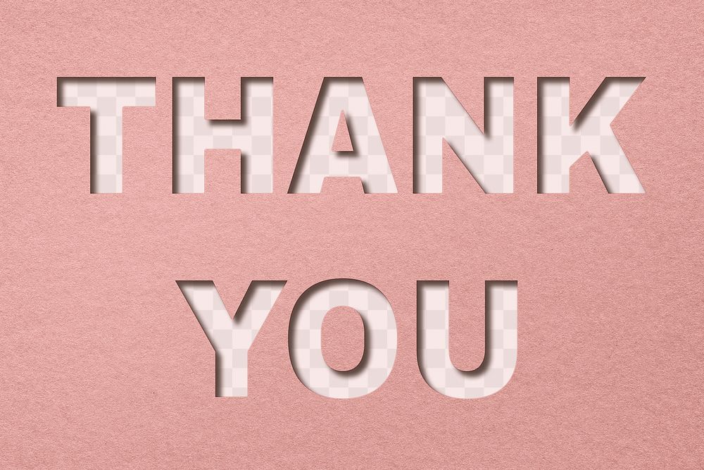 Paper cut thank you word png typography