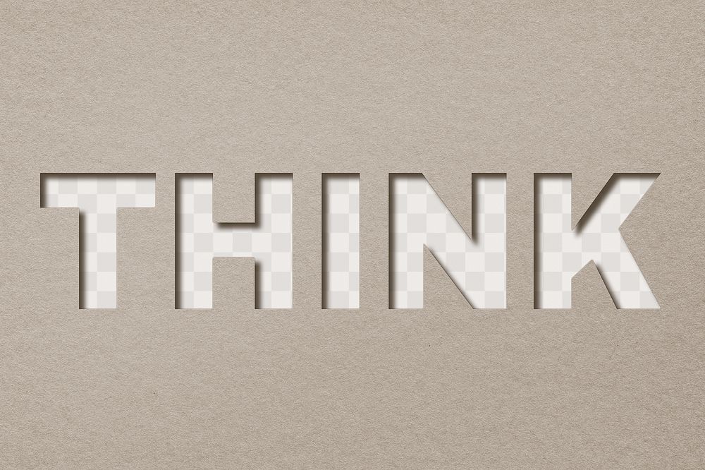 Paper cut think png word art