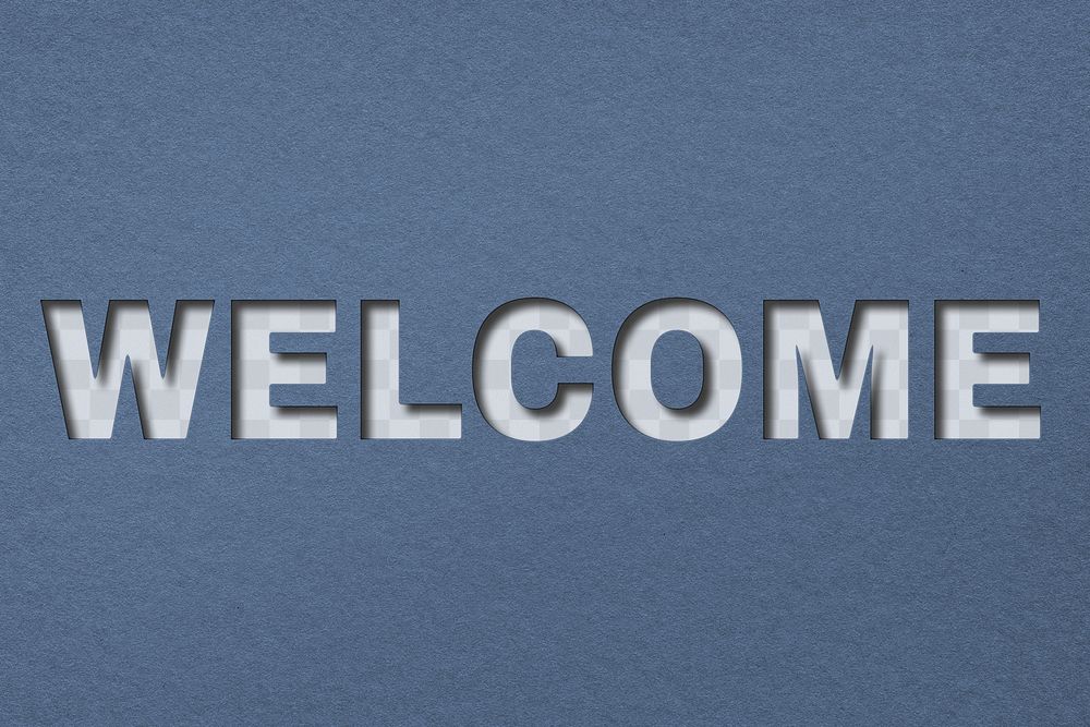 Paper cut out welcome png word art