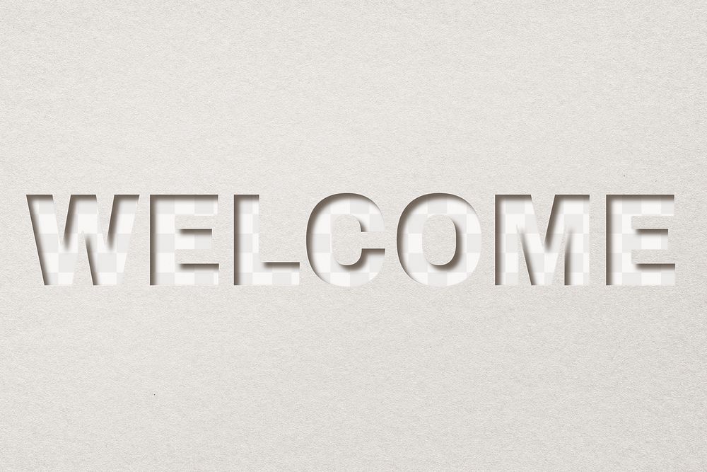 Paper cut out welcome png word art