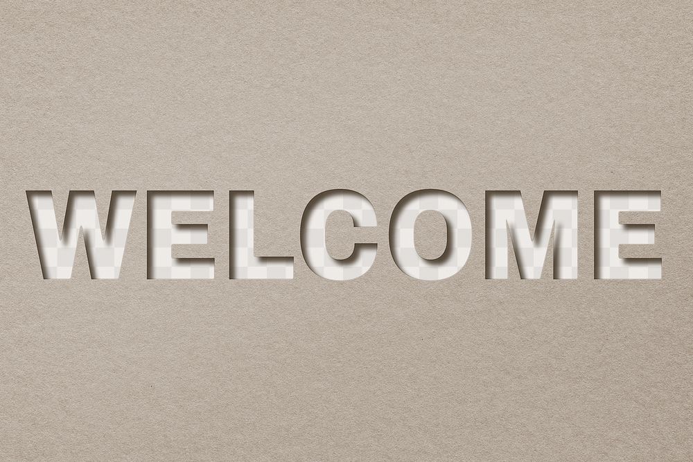 Paper cut welcome lettering png typography