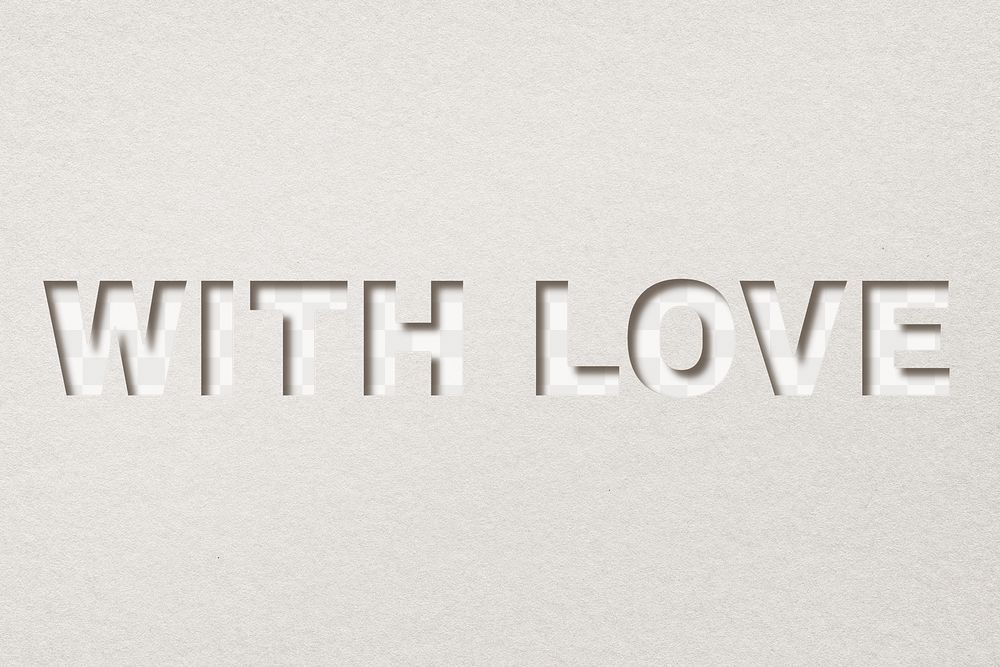 Paper cutout png with love word art