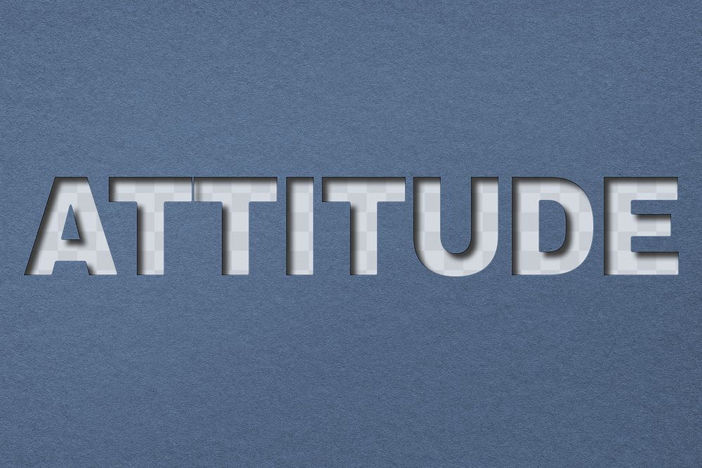 Attitude word png clipart paper cut font typography