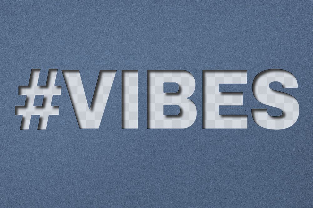 Paper cut #VIBES lettering png typography