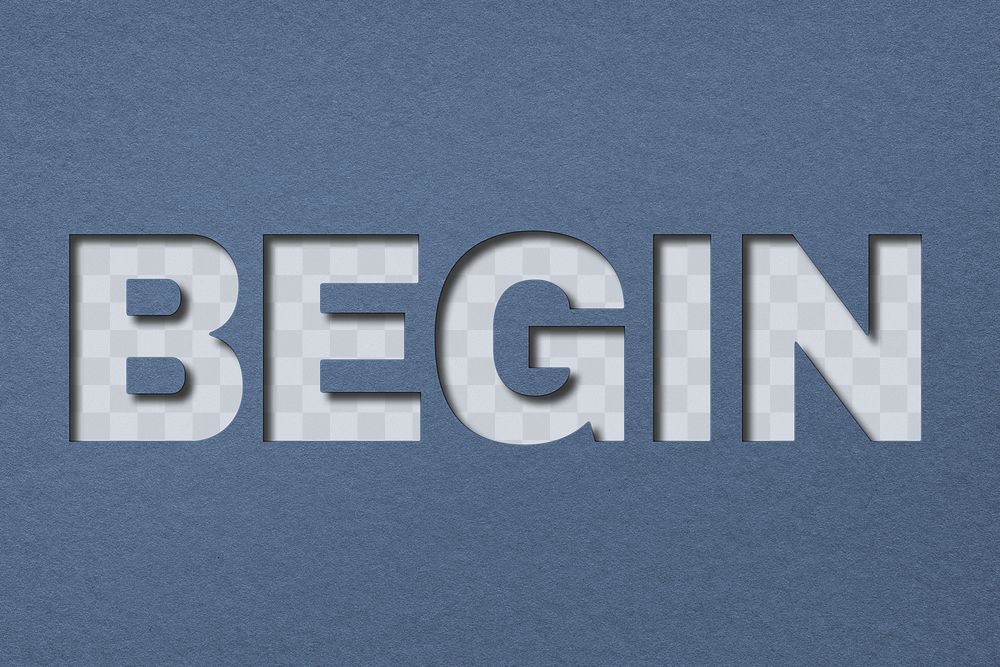 Begin word png clipart paper cut font typography