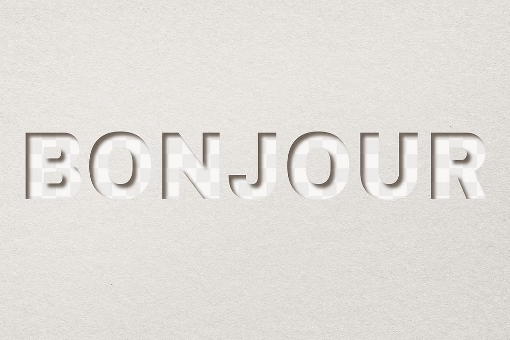 Bonjour text png paper cut typography