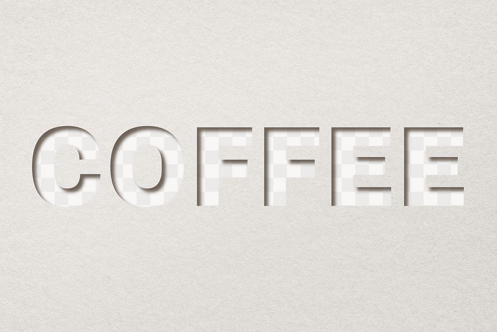 Coffee png 3d paper cut font typography