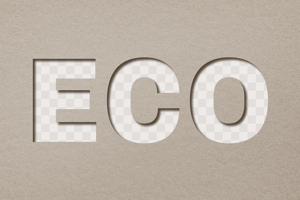 Eco lettering png paper cut typography