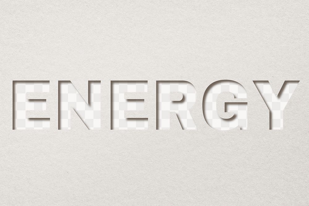 Energy word png clipart paper cut font typography