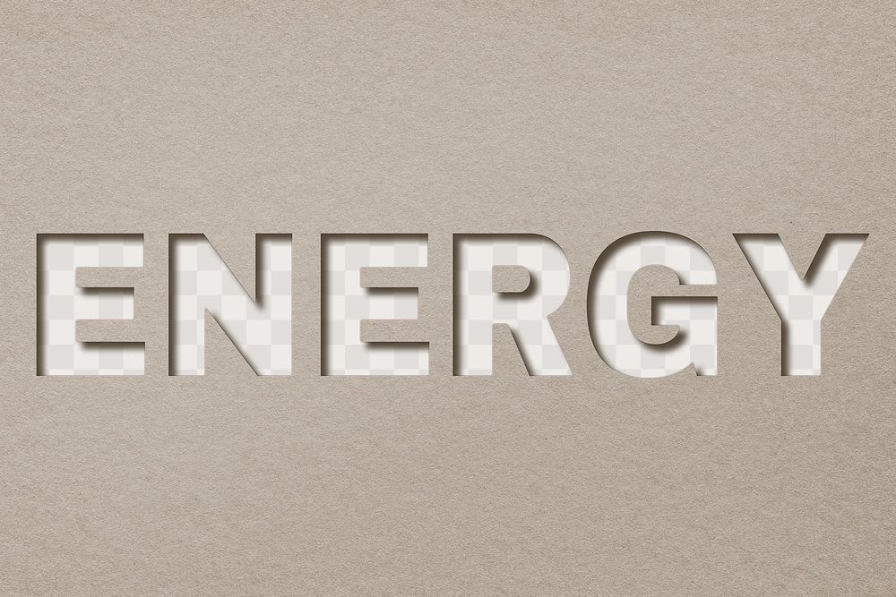 Energy word png clipart paper cut font typography