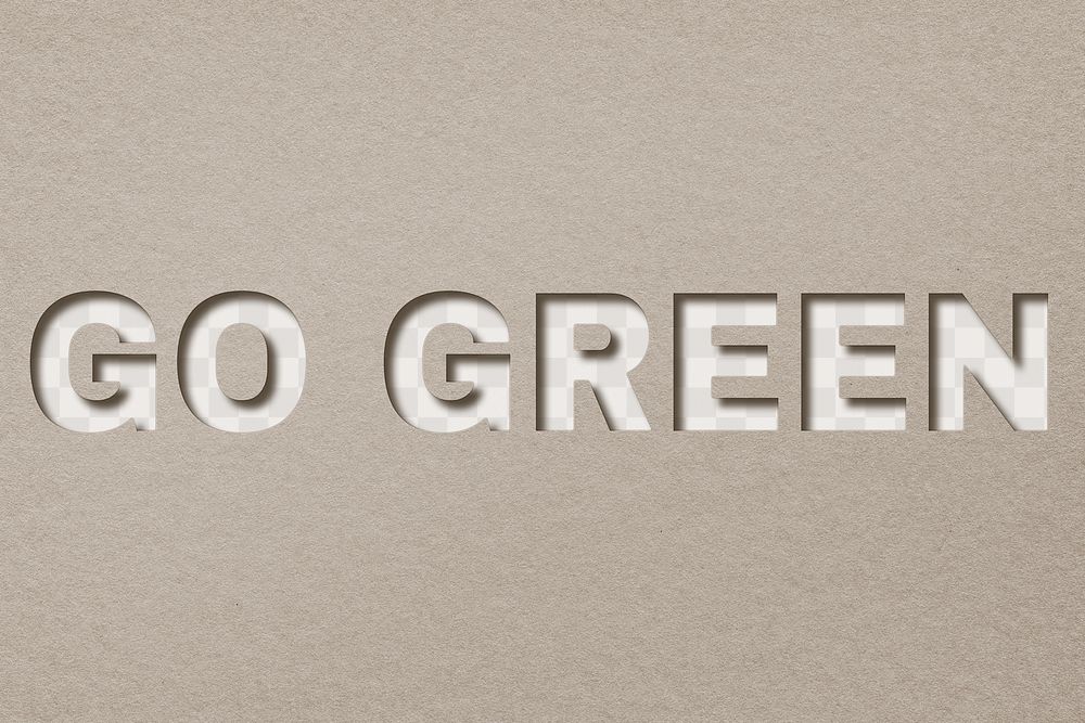 Paper cut go green text png typography